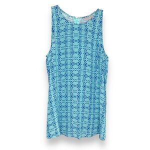Ellie Kai Jasmine Top Blue Silk Geometric Print Sleeveless Blouse Women’s Size 0